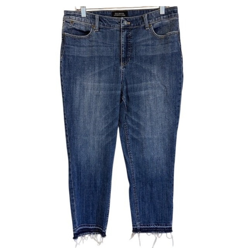 Talbots Women's Flawless Five Pocket Raw Hem Denim Stretch Ankle Jeans 12‎